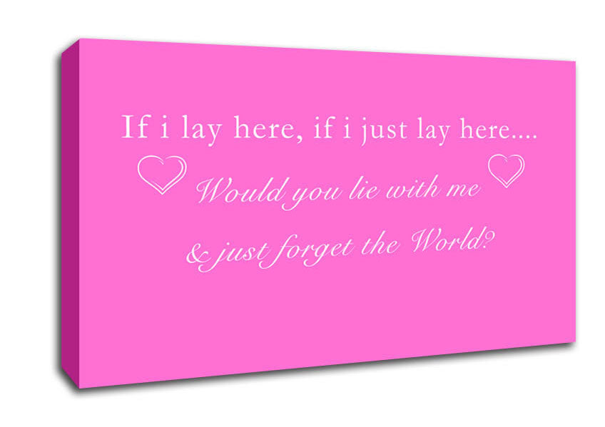Music Quote If I Lay Here Snow Patrol Vivid Pink Canvas Wall Art