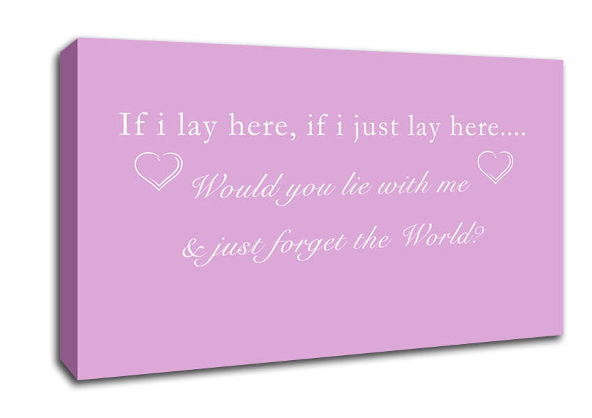 Music Quote If I Lay Here Snow Patrol Pink Canvas Wall Art