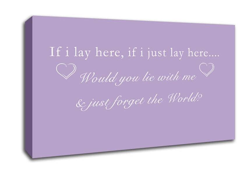 Music Quote If I Lay Here Snow Patrol Lilac Canvas Wall Art