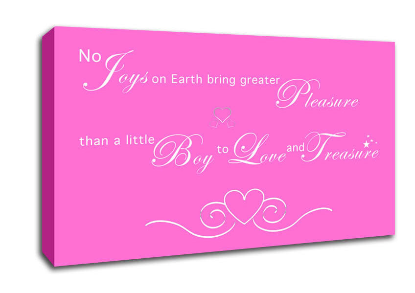 Nursery Quote No Joys On Earth Bring Pleasure Vivid Pink Canvas Wall Art