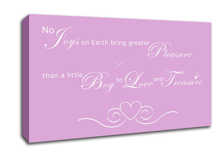 Nursery Quote No Joys On Earth Bring Pleasure Pink Canvas Wall Art