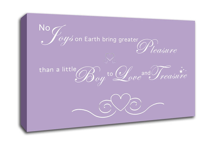 Nursery Quote No Joys On Earth Bring Pleasure Lilac Canvas Wall Art