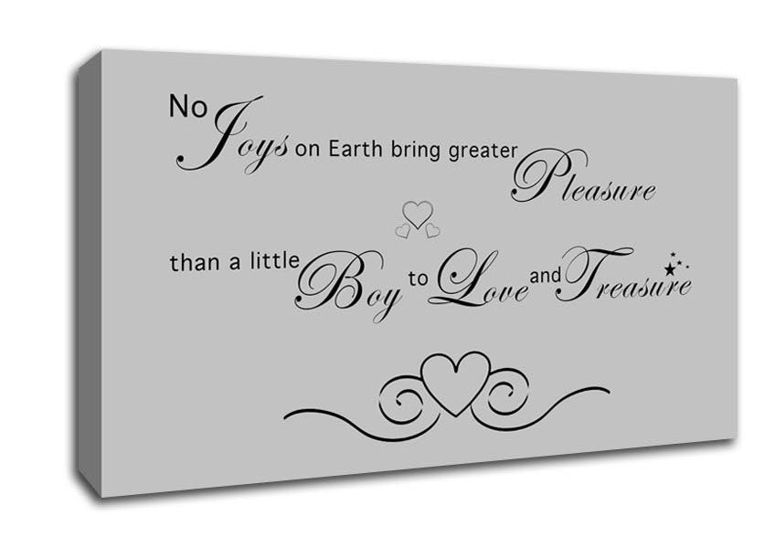 Boys Room Quote No Joys On Earth Bring Pleasure Grey Canvas Wall Art