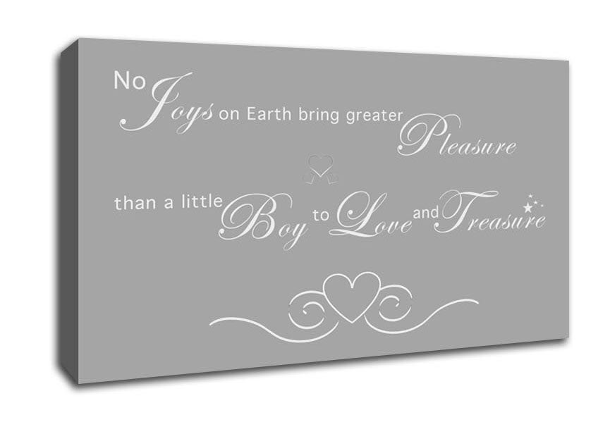 Boys Room Quote No Joys On Earth Bring Pleasure Grey White Canvas Wall Art