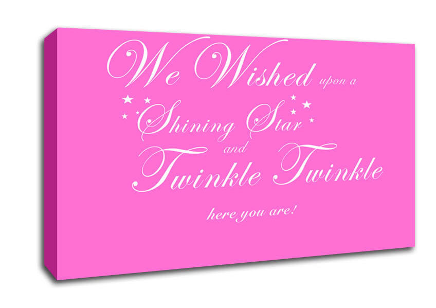 Nursery Quote We Wished Upon A Shining Star Vivid Pink Canvas Wall Art