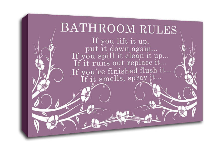 Bathroom Quote Bathroom Rules 2 Dusty Pink Canvas Wall Art