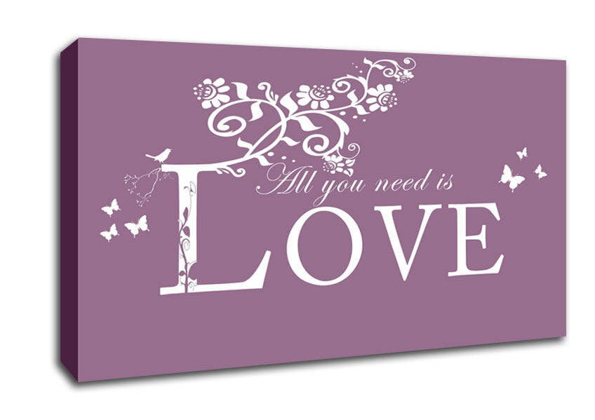 Music Quote All You Need Is Love Dusty Pink Canvas Wall Art