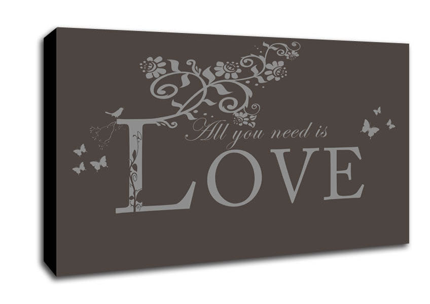 Music Quote All You Need Is Love Chocolate Canvas Wall Art