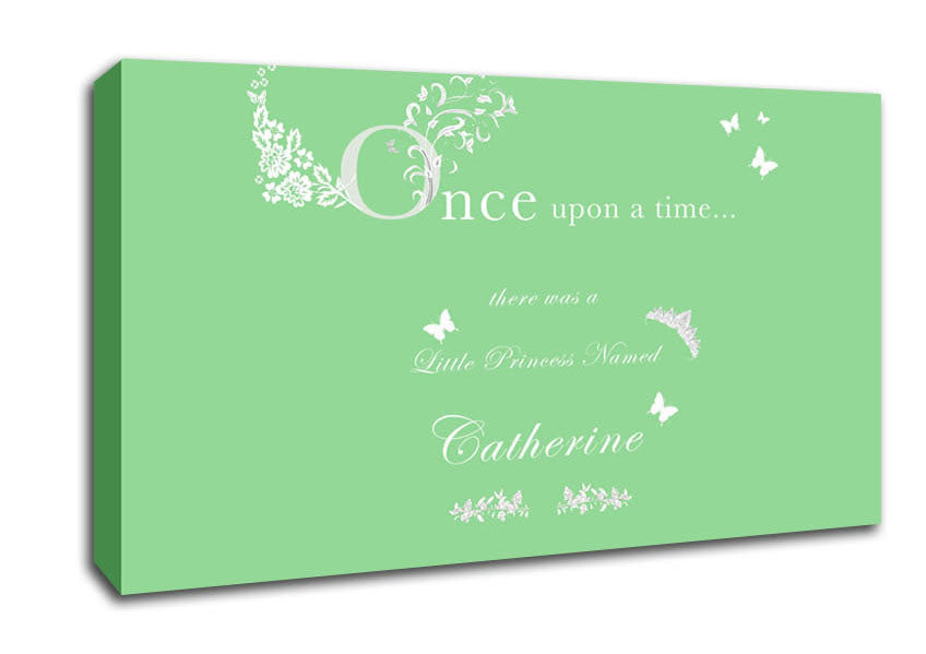 Once Upon A Time Your Name Green Canvas Wall Art