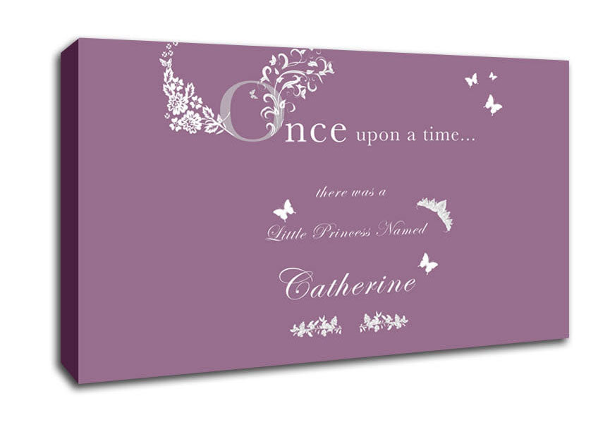 Once Upon A Time Your Name Dusty Pink Canvas Wall Art