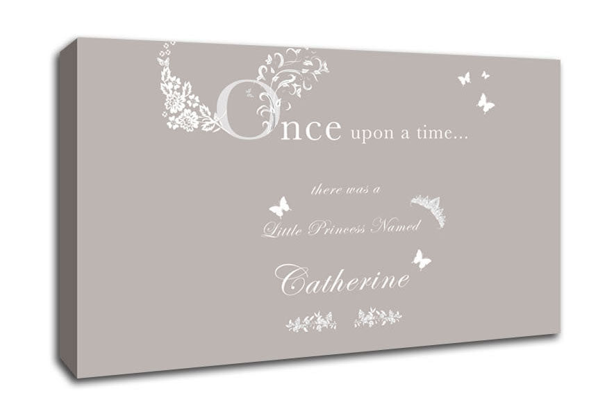 Once Upon A Time Your Name Beige Canvas Wall Art
