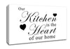 Kitchen Quote Our Kitchen Is The Heart White Canvas Wall Art