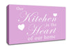 Kitchen Quote Our Kitchen Is The Heart Pink Canvas Wall Art