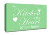 Kitchen Quote Our Kitchen Is The Heart Green Canvas Wall Art