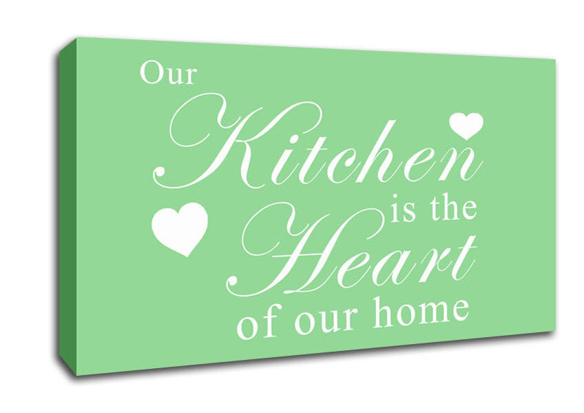 Kitchen Quote Our Kitchen Is The Heart Green Canvas Wall Art