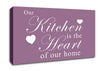 Kitchen Quote Our Kitchen Is The Heart Dusty Pink Canvas Wall Art