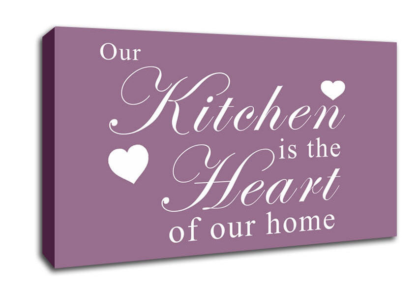 Kitchen Quote Our Kitchen Is The Heart Dusty Pink Canvas Wall Art
