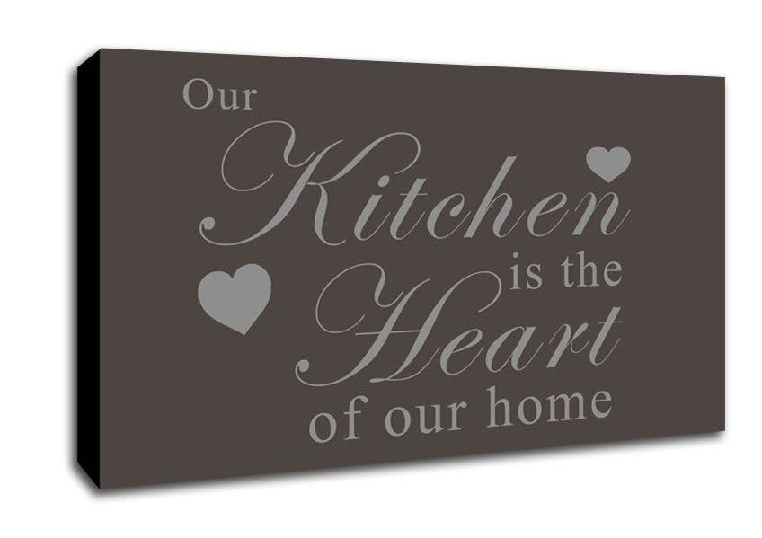 Kitchen Quote Our Kitchen Is The Heart Chocolate Canvas Wall Art