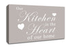 Kitchen Quote Our Kitchen Is The Heart Beige Canvas Wall Art