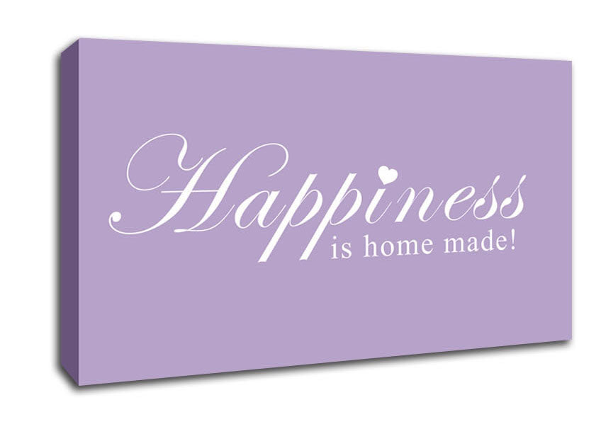 Home Quote Happiness Is Home Made Lilac Canvas Wall Art