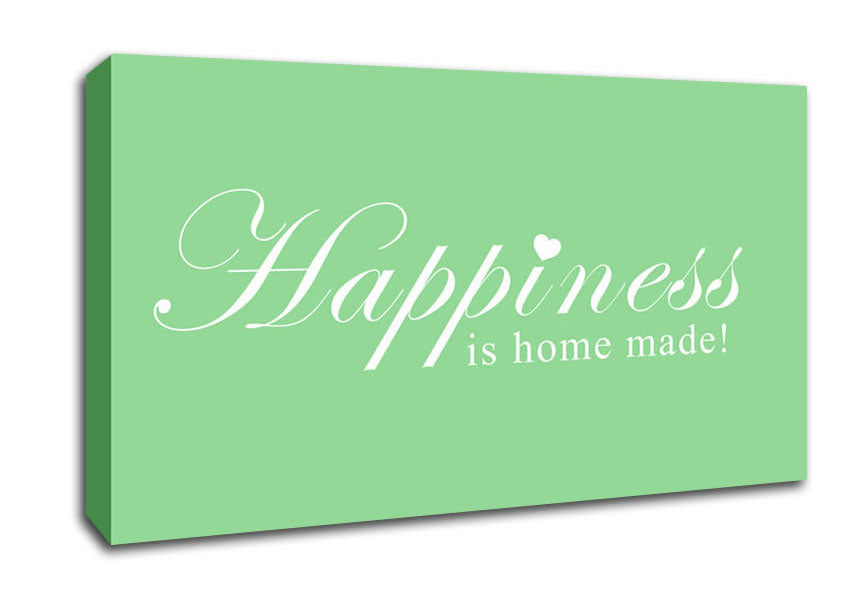Home Quote Happiness Is Home Made Green Canvas Wall Art