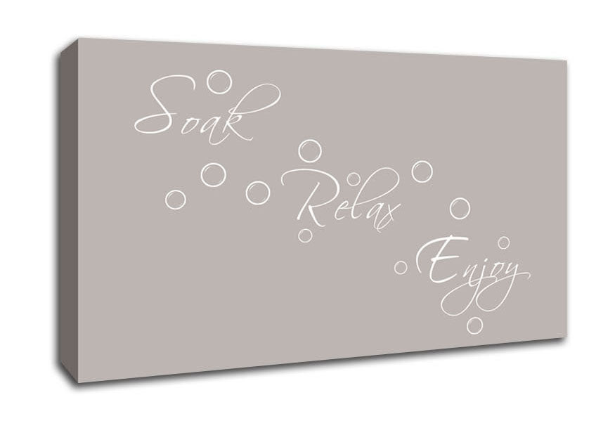 Bathroom Quote Soak Relax Enjoy Beige Canvas Wall Art