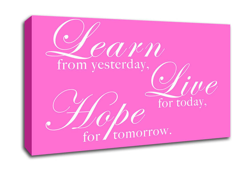 Home Quote Learn Live Hope Vivid Pink Canvas Wall Art