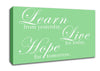 Home Quote Learn Live Hope Green Canvas Wall Art