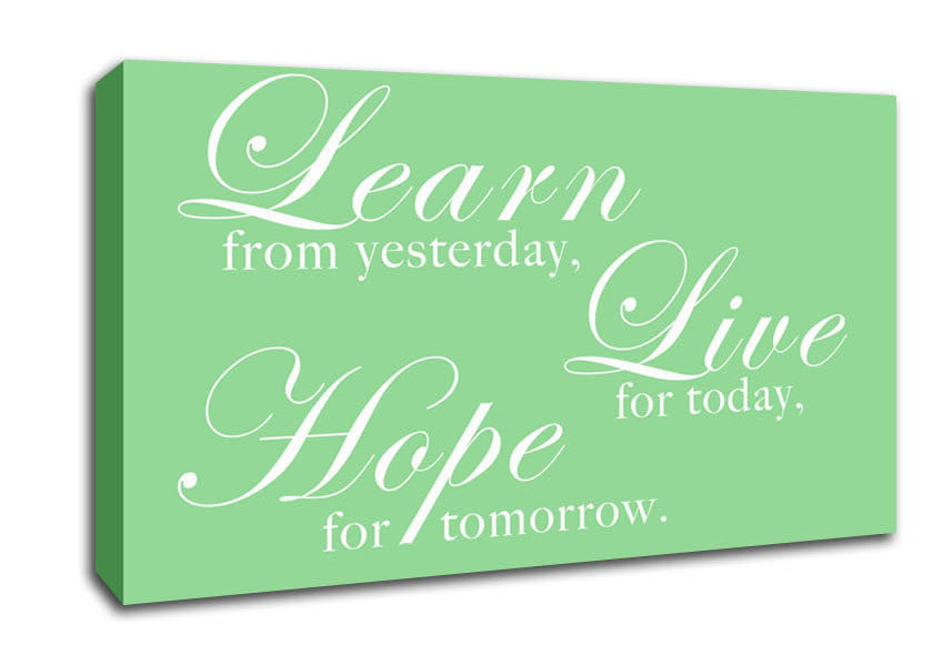 Home Quote Learn Live Hope Green Canvas Wall Art