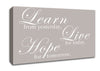 Learn Live Hope Beige Canvas Wall Art