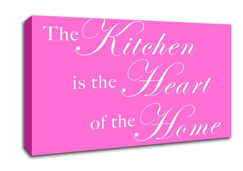 Kitchen Quote The Kitchen Is The Heart Of The Home Vivid Pink Canvas Wall Art