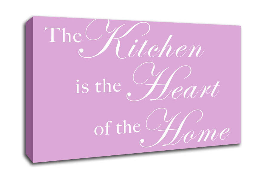 Kitchen Quote The Kitchen Is The Heart Of The Home Pink Canvas Wall Art