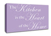 Kitchen Quote The Kitchen Is The Heart Of The Home Lilac Canvas Wall Art