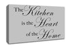 Kitchen Quote The Kitchen Is The Heart Of The Home Grey Canvas Wall Art