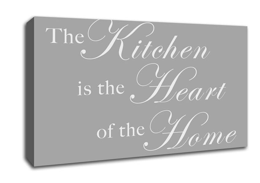 Kitchen Quote The Kitchen Is The Heart Of The Home Grey White Canvas Wall Art