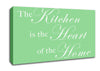 Kitchen Quote The Kitchen Is The Heart Of The Home Green Canvas Wall Art