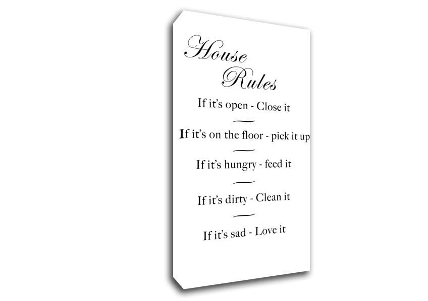 House Rules 2 White Canvas Wall Art
