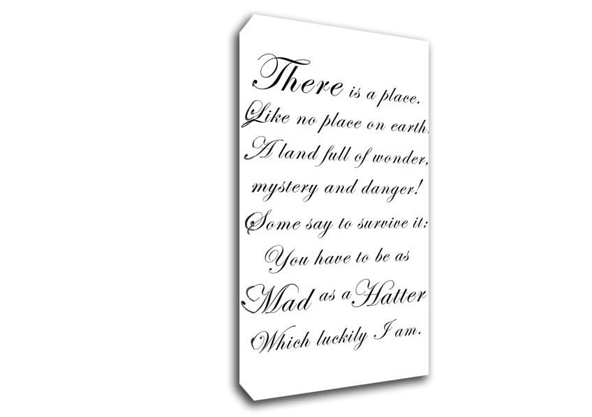 Alice In Wonderland As Mad As A Hatter White Canvas Wall Art