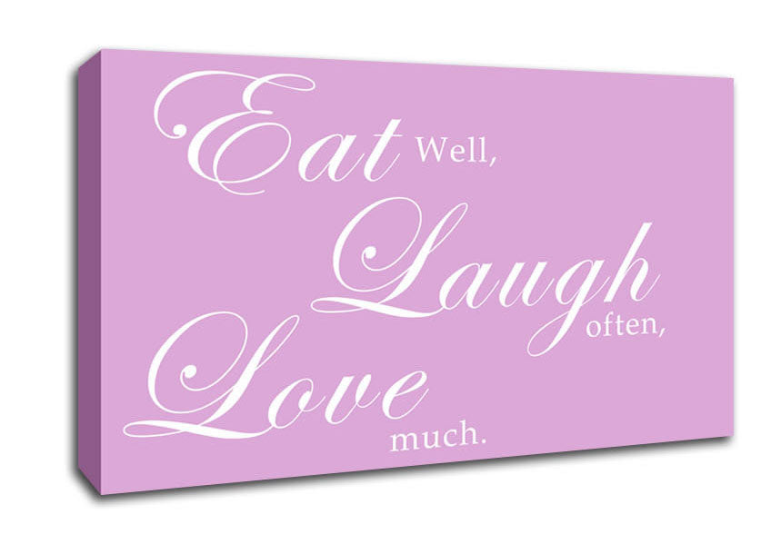 Kitchen Quote Eat Laugh Love Pink Canvas Wall Art