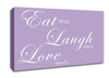 Kitchen Quote Eat Laugh Love Lilac Canvas Wall Art