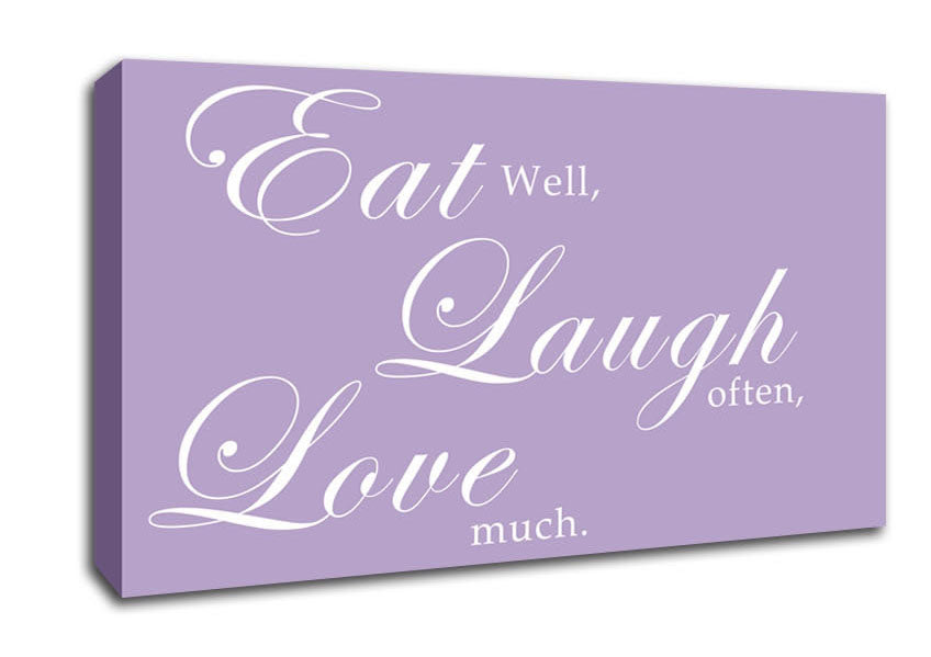 Kitchen Quote Eat Laugh Love Lilac Canvas Wall Art