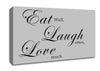 Kitchen Quote Eat Laugh Love Grey Canvas Wall Art