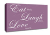Kitchen Quote Eat Laugh Love Dusty Pink Canvas Wall Art