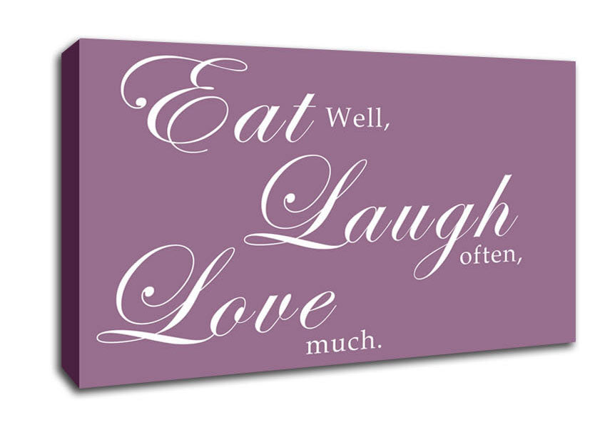 Kitchen Quote Eat Laugh Love Dusty Pink Canvas Wall Art