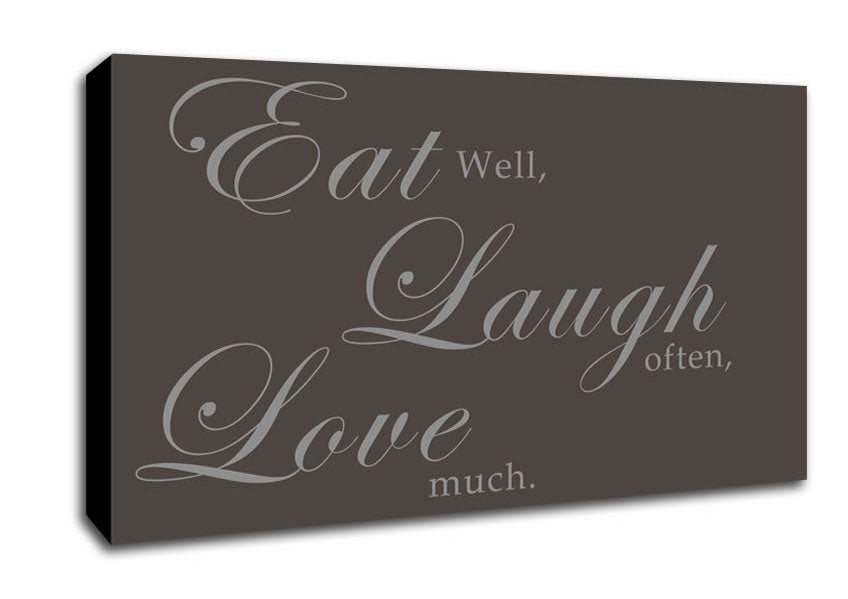 Kitchen Quote Eat Laugh Love Chocolate Canvas Wall Art