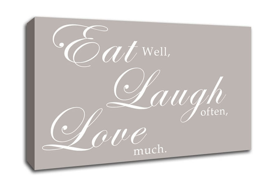 Kitchen Quote Eat Laugh Love Beige Canvas Wall Art