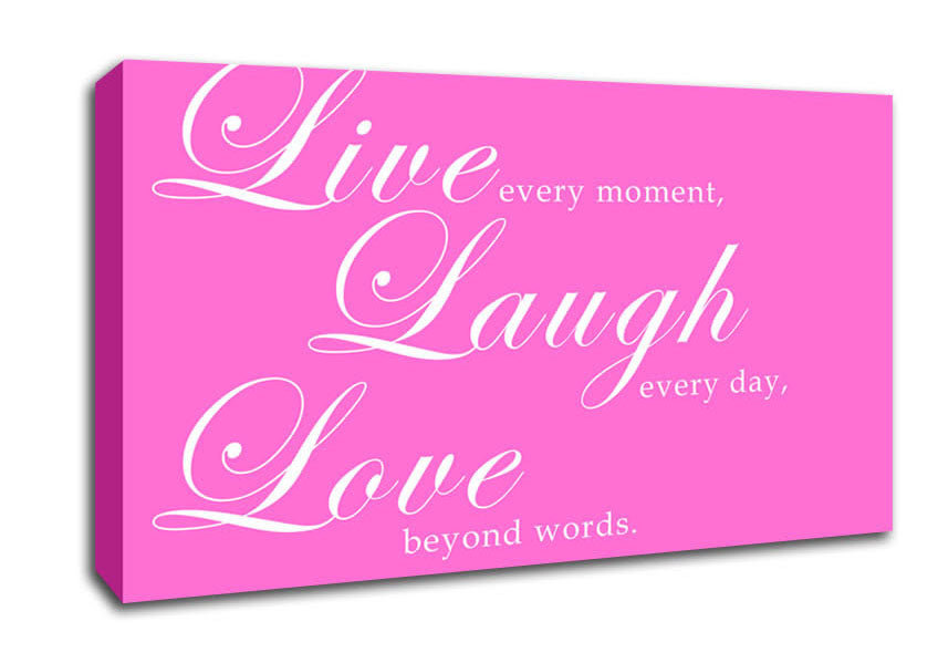 Love Quote Live Laugh Love 2 Vivid Pink Canvas Wall Art