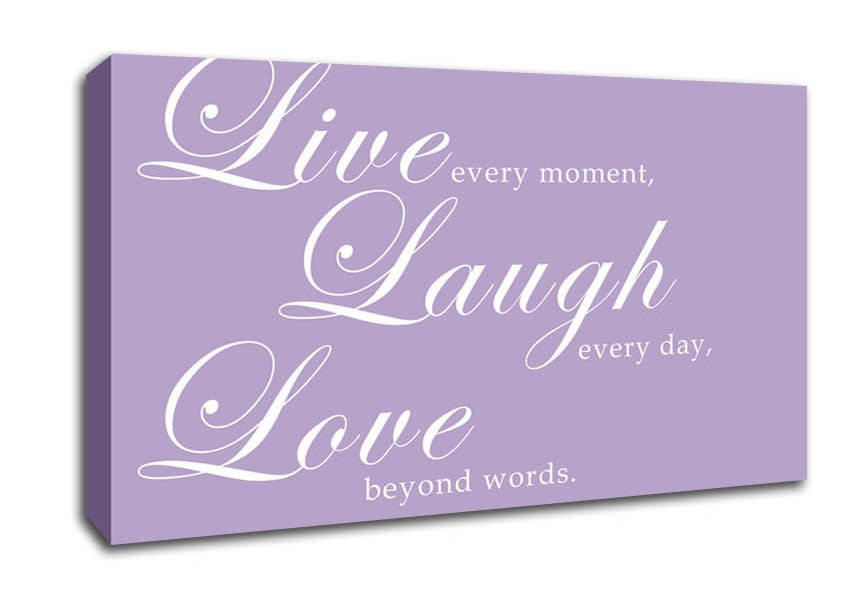 Love Quote Live Laugh Love 2 Lilac Canvas Wall Art