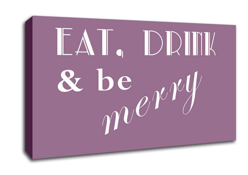 Kitchen Quote Eat Drink n Be Merry Dusty Pink Canvas Wall Art