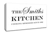 Kitchen Quote Your Family Name And Date Kitchen White Canvas Wall Art